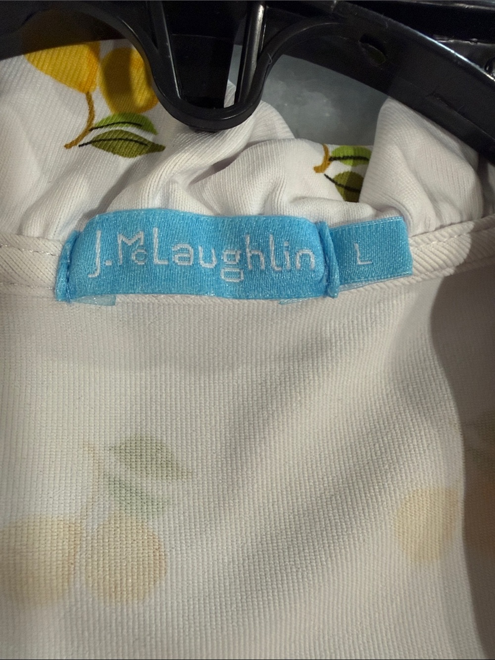 J. McLaughlin White Lemon Print Blouse